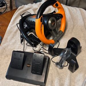 V3II Orange Racing Wheel for Gaming Consoles